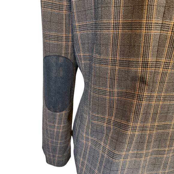 Tahari Arthur S. Levine Plaid One-Button Blazer Size 12 Gray Brown Suit Jacket - Picture 7 of 9